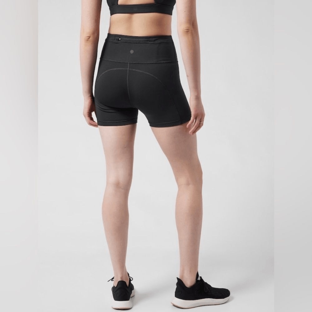 Athleta Accelerate Shortie - Black Running Shorts with Stash Pocket - EUC